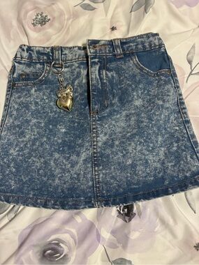 Derek Heart Denim Acid-Wash Mini Skirt - Blue girls 7